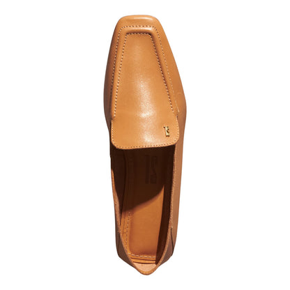 Mocassim Couro Caramelo Santa Lolla Bico Quadrado