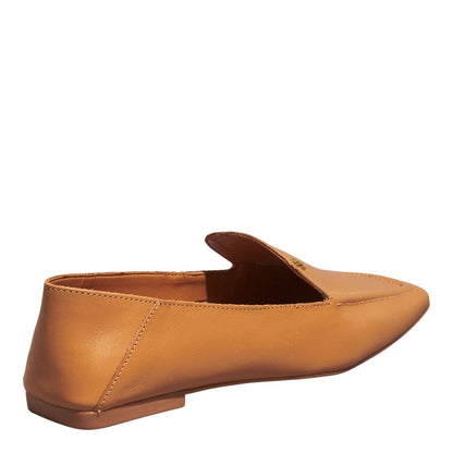 Mocassim Couro Caramelo Santa Lolla Bico Quadrado