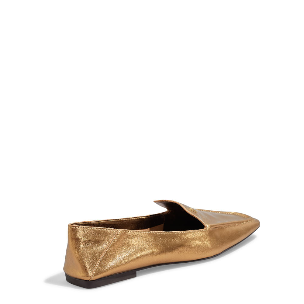 Mocassim Santa Lolla Couro Bronze Bico Quadrado