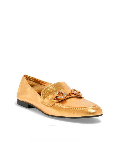 Mocassim Santa Lolla Dourado Bico Redondo