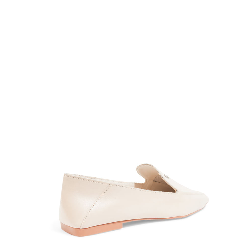 Mocassim Santa Lolla Off White Couro Bico Quadrado