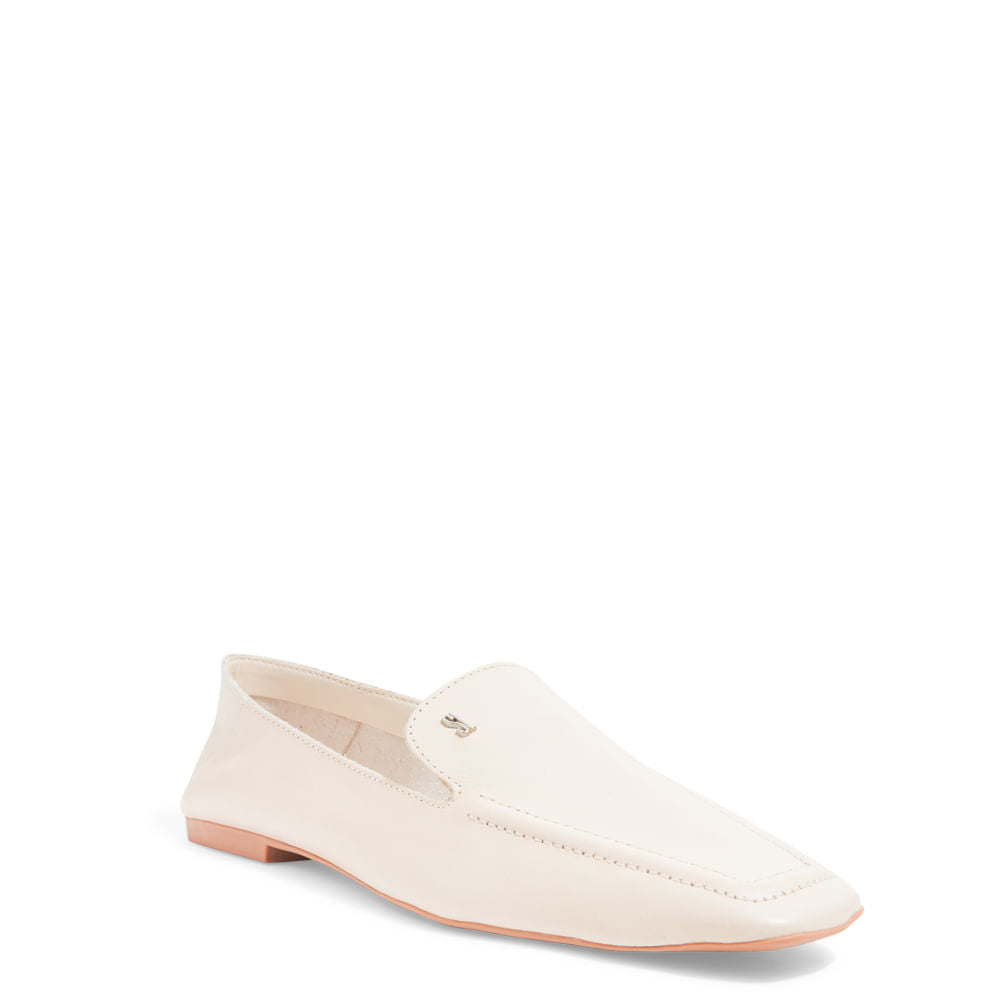 Mocassim Santa Lolla Off White Couro Bico Quadrado