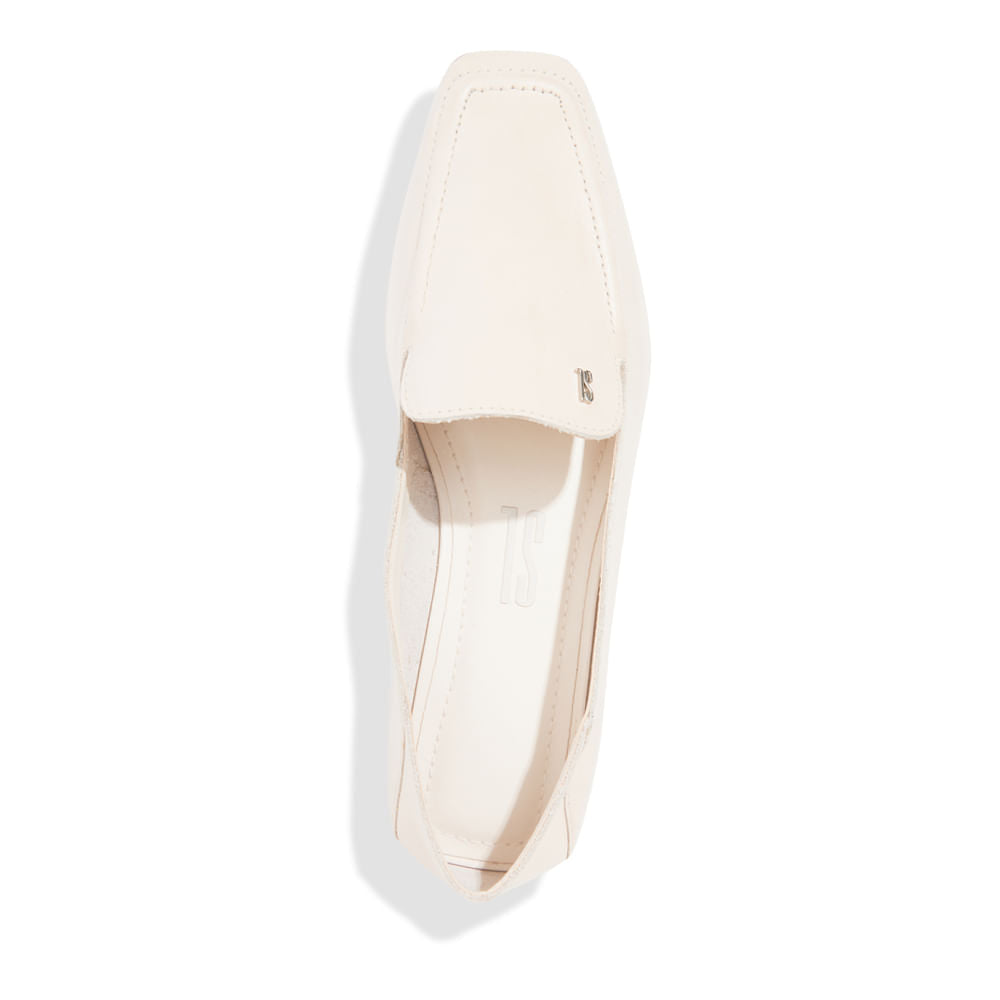 Mocassim Santa Lolla Off White Couro Bico Quadrado