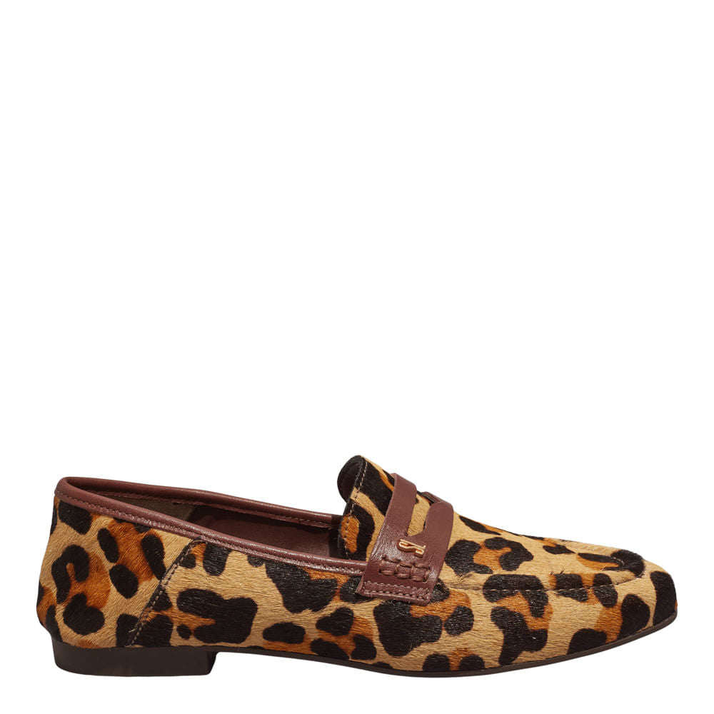 Mocassim Santa Lolla Onça Couro Bico Redondo