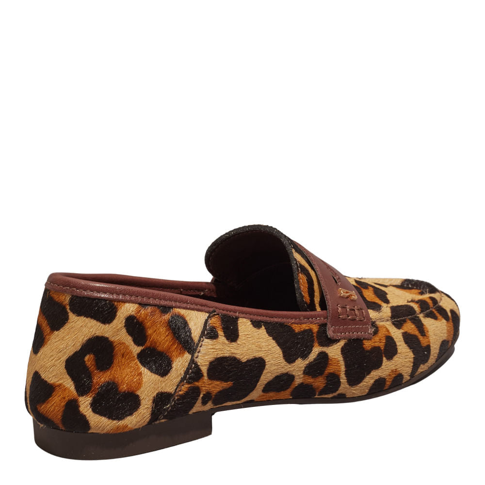Mocassim Santa Lolla Onça Couro Bico Redondo