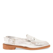 Mocassim Santa Lolla Prata Metalizado Salto Baixo