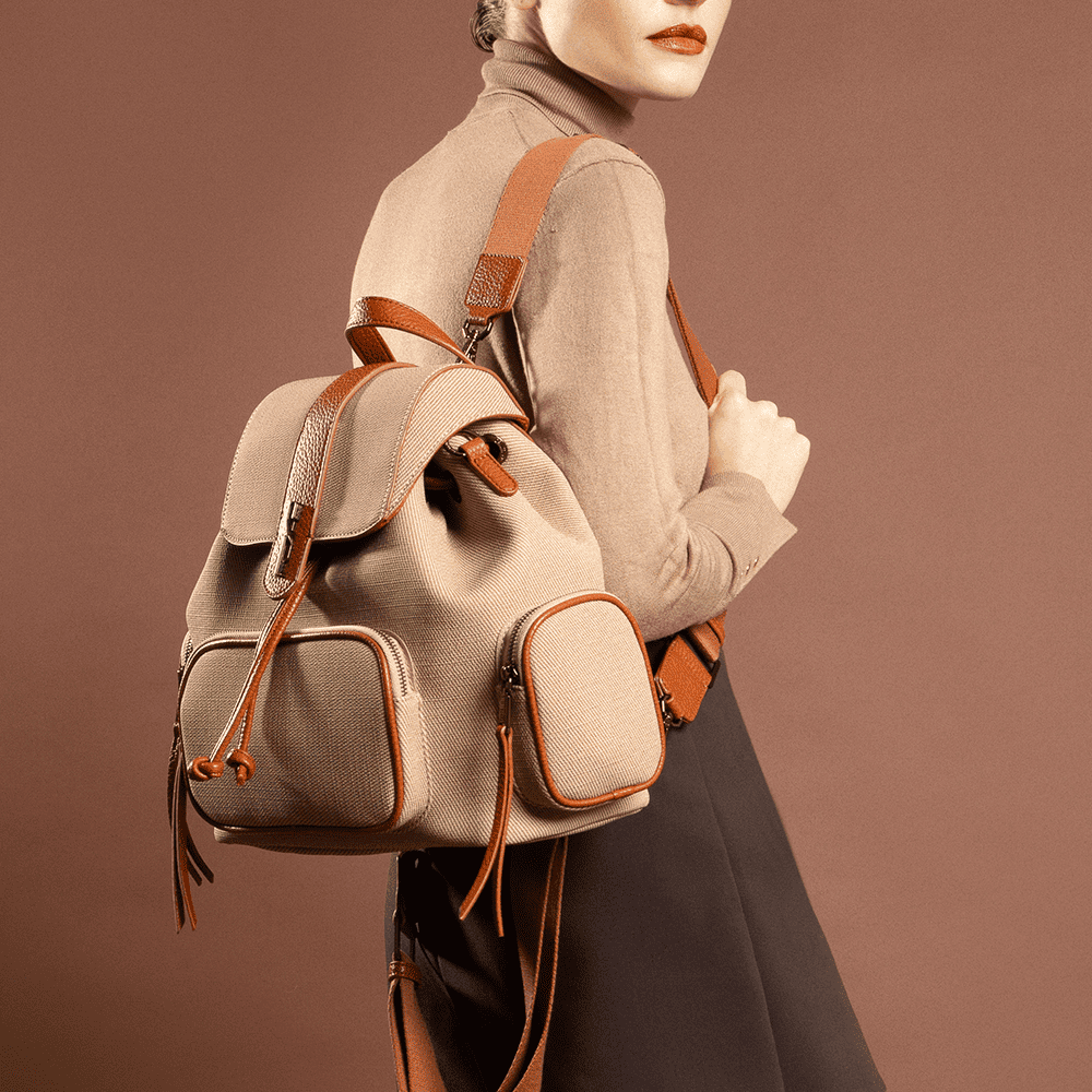 Mochila Santa Lolla Bege Canvas Bolsos