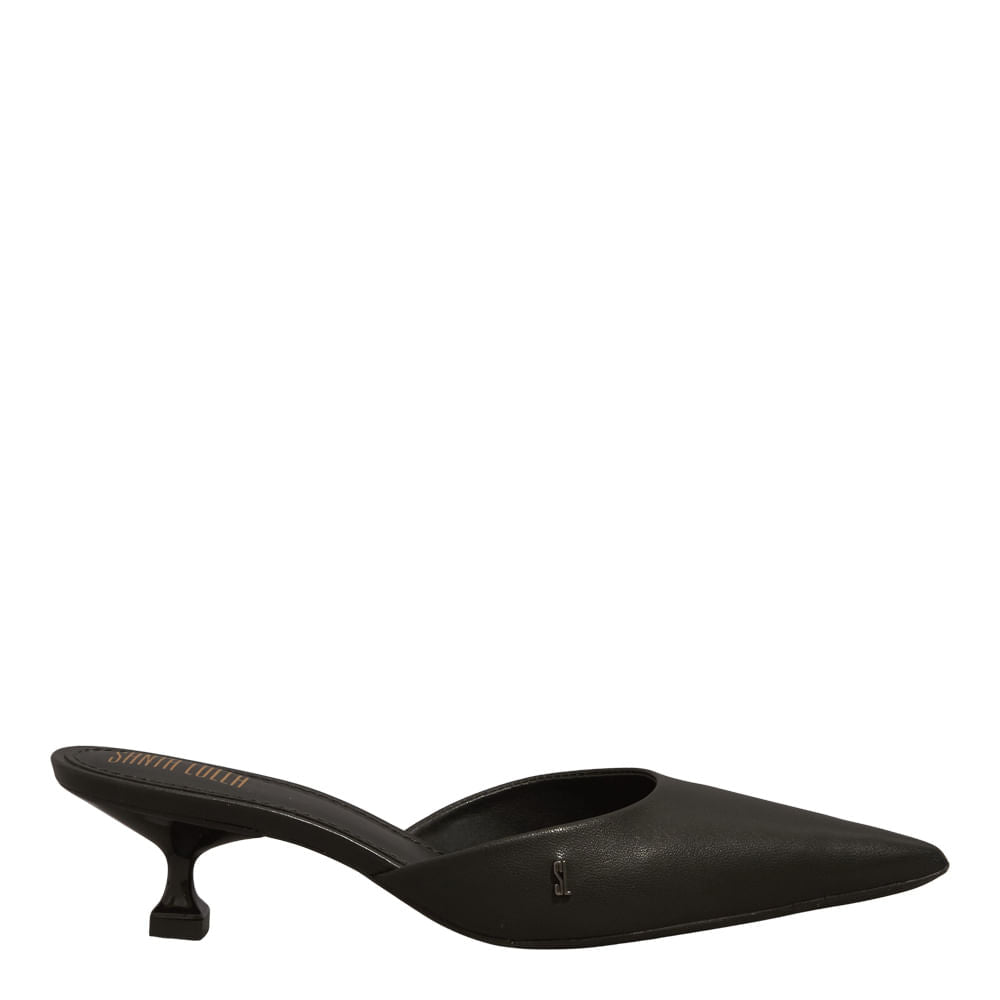 Mule Couro Santa Lolla Preto Salto Baixo Taça