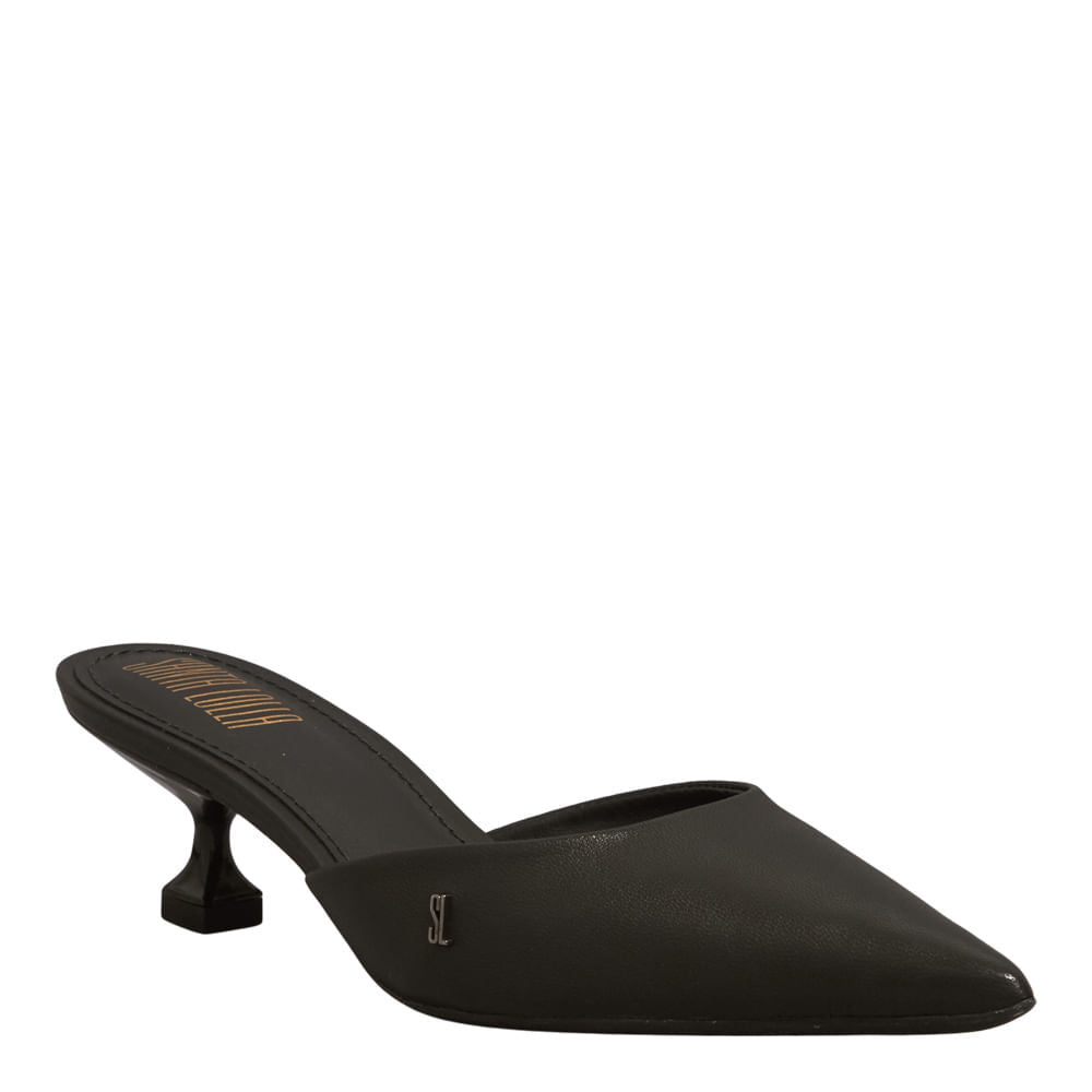 Mule Couro Santa Lolla Preto Salto Baixo Taça