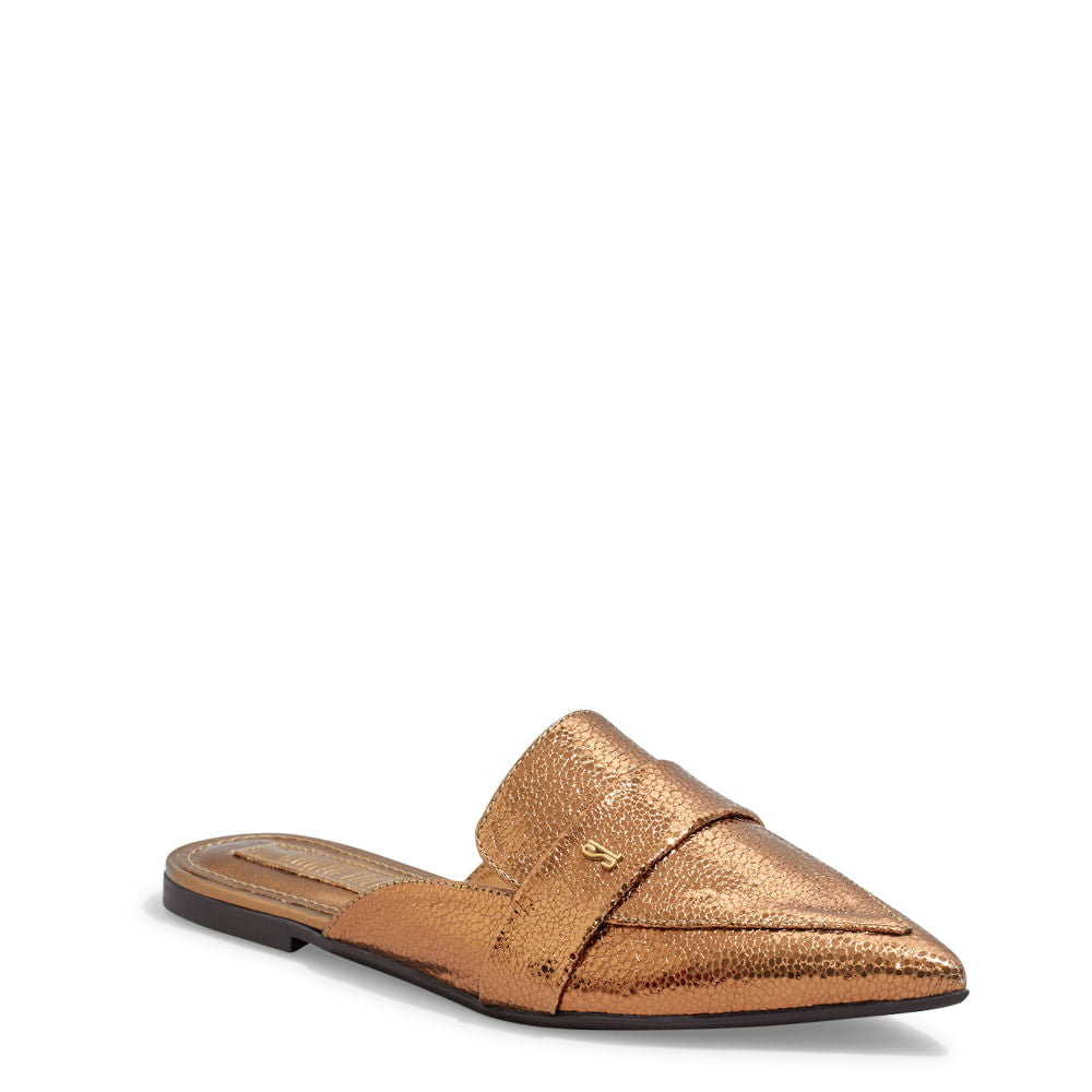 Mule Santa Lolla Bronze Metalizado Glow Bico Fico