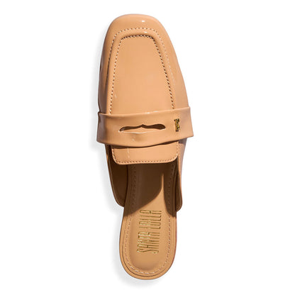 Mule Santa Lolla Caramelo Verniz Bico Quadrado