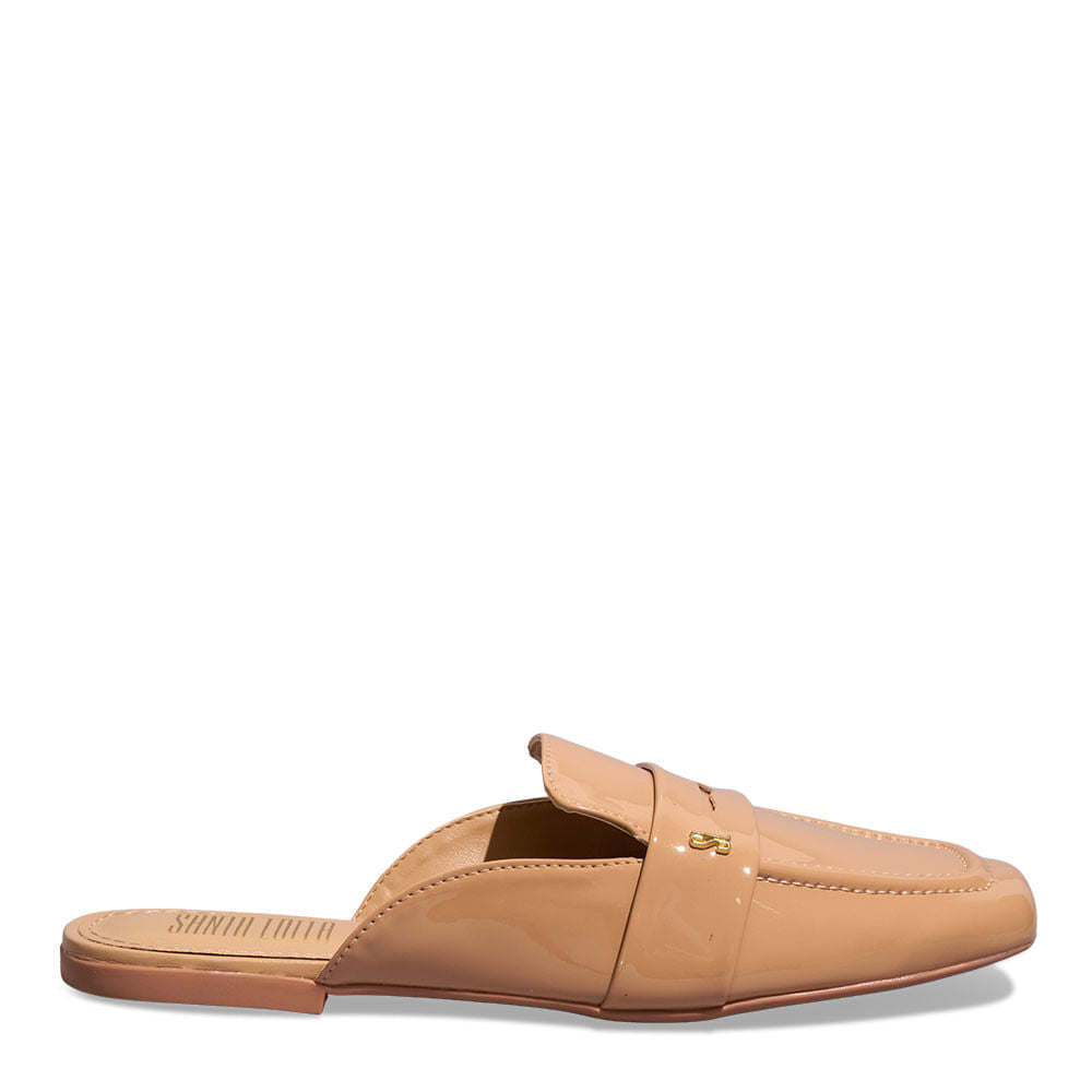 Mule Santa Lolla Caramelo Verniz Bico Quadrado