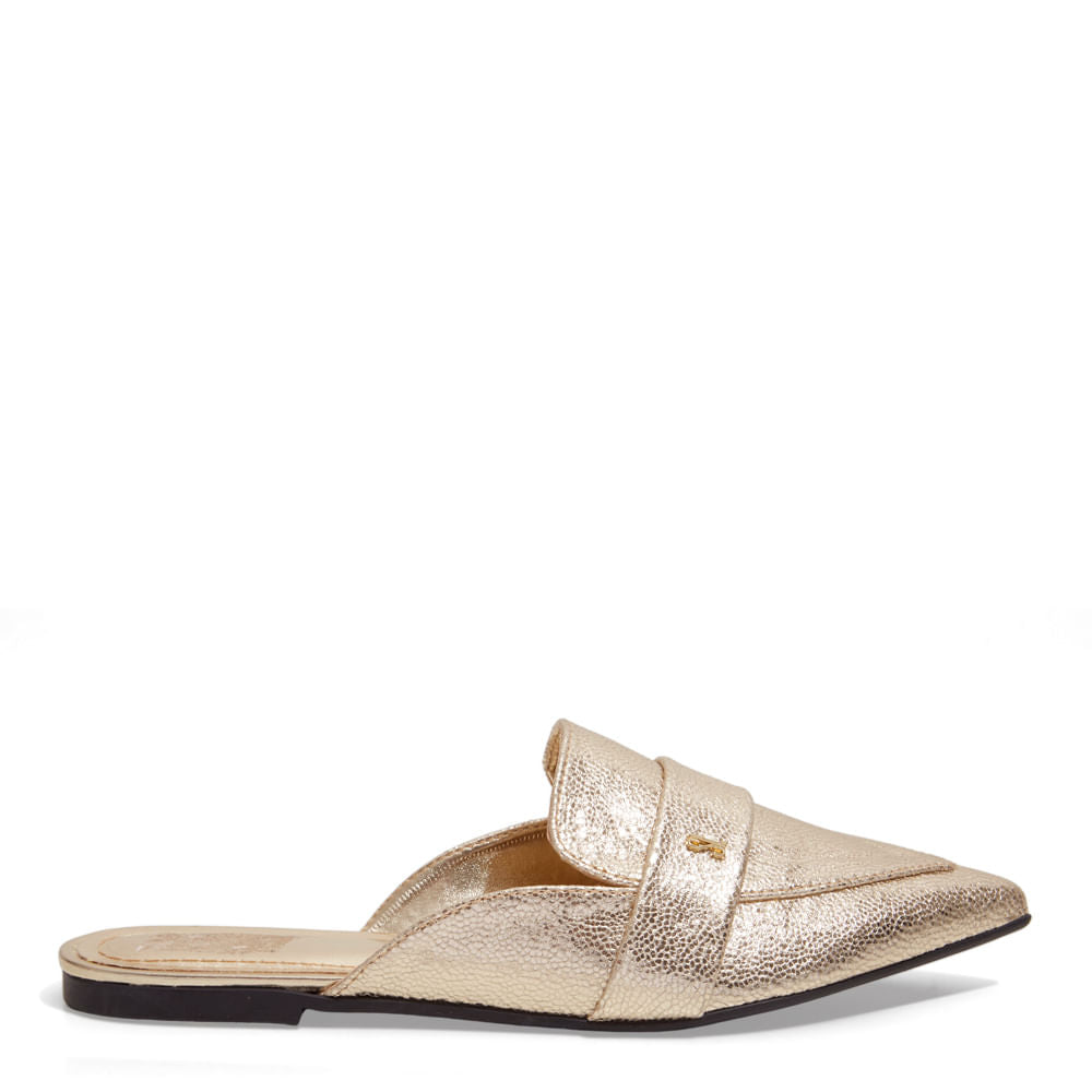 Mule Santa Lolla Dourado Metalizado Bico Fino