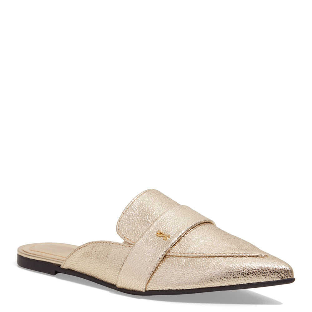 Mule Santa Lolla Dourado Metalizado Bico Fino