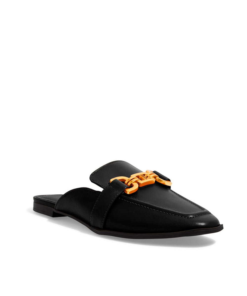 Mule Santa Lolla Preto Correntes Bico Quadrado