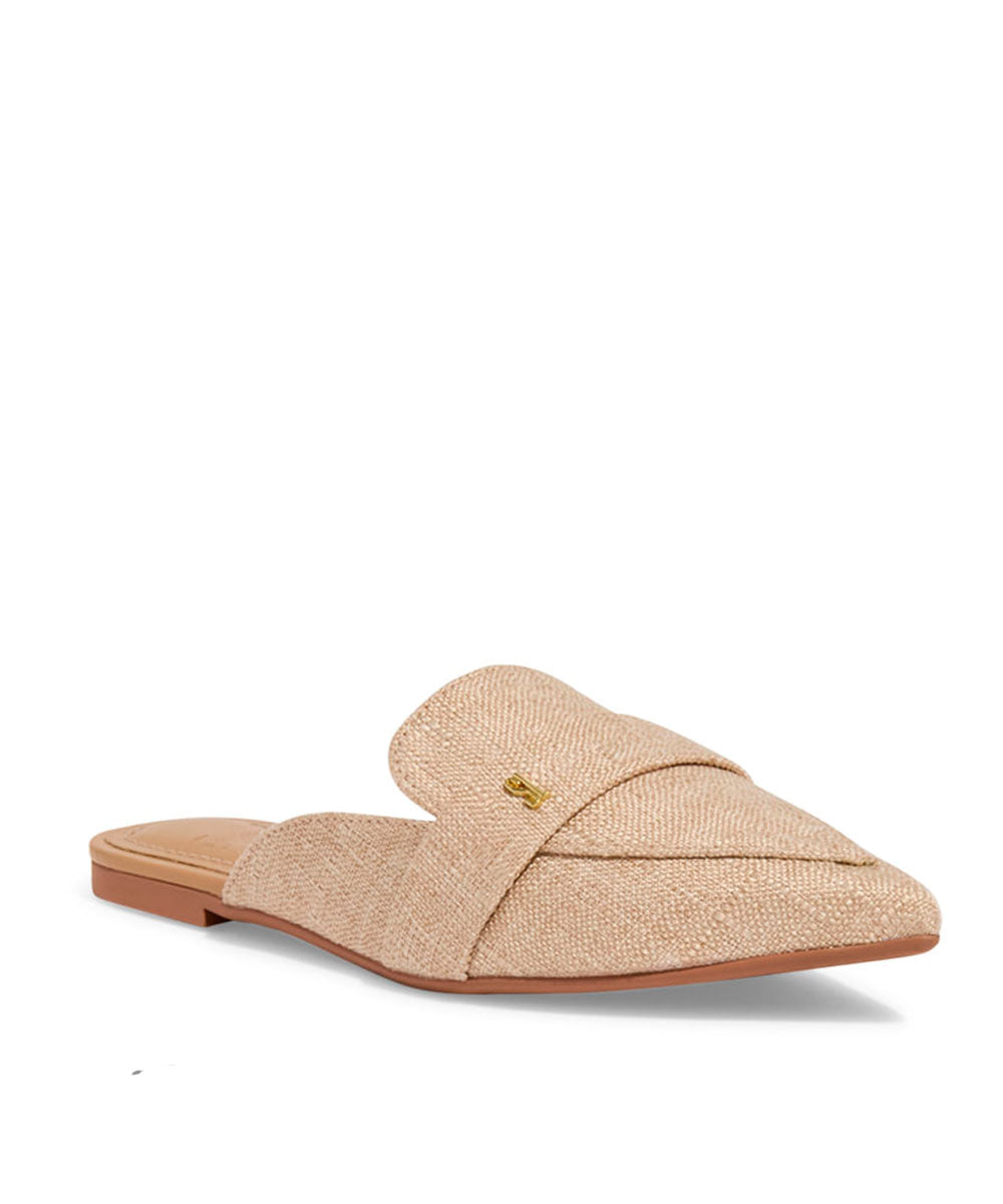 Mule Santa Lolla Tecido Copacabana Bico Fino Bege