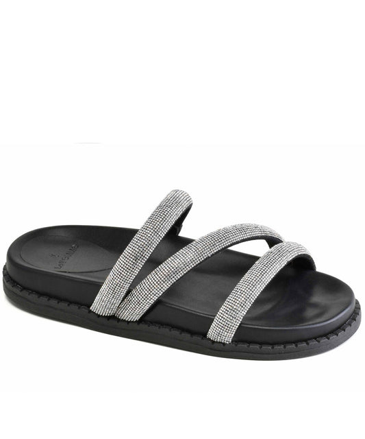 Papete La Femme Preta Tiras Strass Brilho