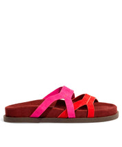 Papete Santa Lolla Camurça Vermelho Bordô Tiras Bicolor