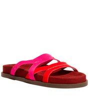 Papete Santa Lolla Camurça Vermelho Bordô Tiras Bicolor