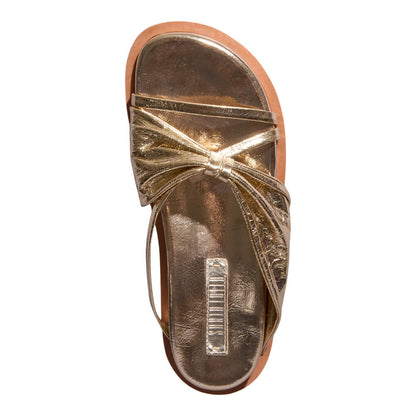 Papete Santa Lolla Dourada Couro Metalizado