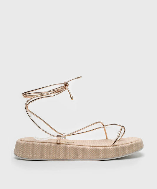 Papete Santa Lolla Dourada Metalizada Amarração Linho