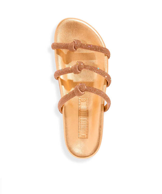 Papete Santa Lolla Dourada Metalizada Nó Strass