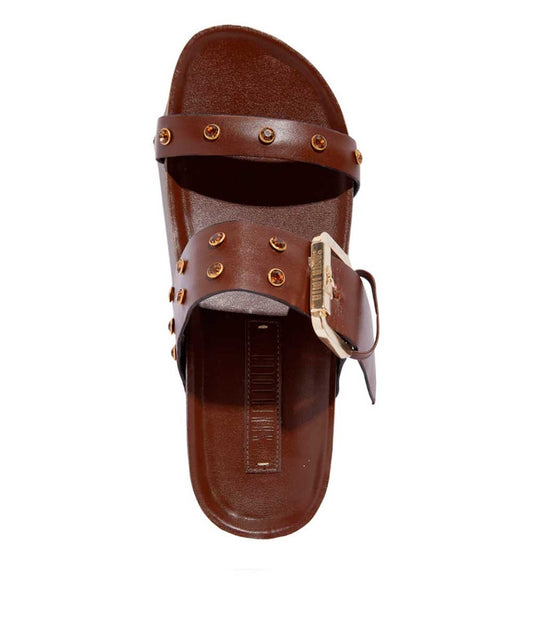 Papete Santa Lolla Marrom Rebites Strass de Cristal