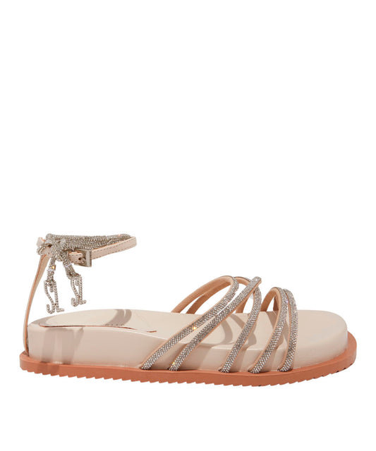 Papete Santa Lolla Off WhiteCouro Amarração Finas Brilho