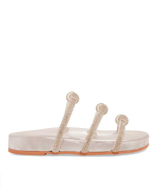 Papete Santa Lolla Prata Metalizada Nó Strass