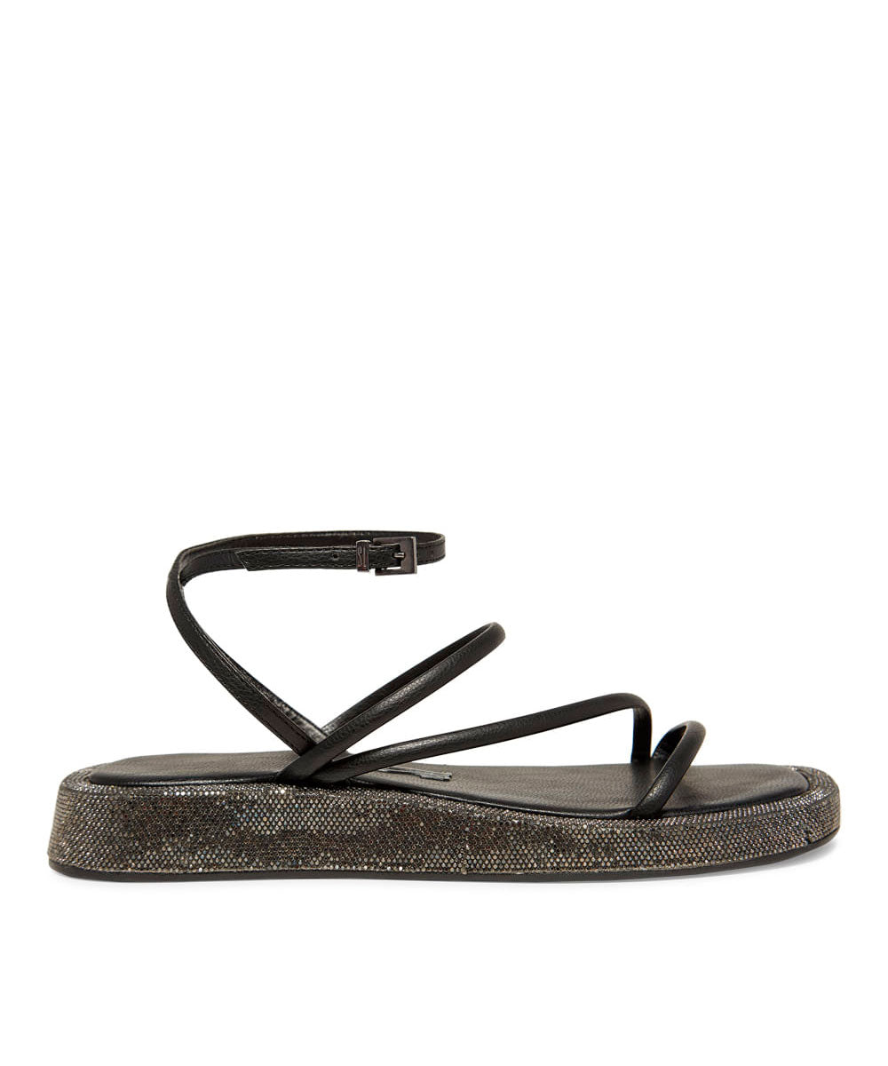 Papete Santa Lolla Preta Strass Tiras