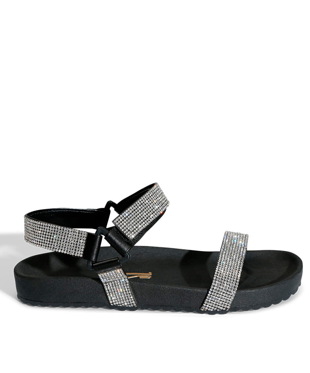Papete Santa Lolla Preta Tiras Strass