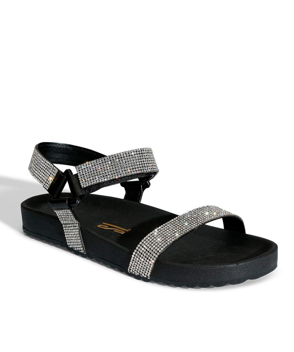 Papete Santa Lolla Preta Tiras Strass