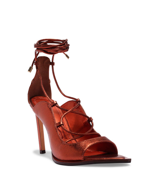 Peep Toe Santa Lolla Borgonha Metalizado Amarração Bico Fino