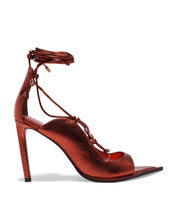 Peep Toe Santa Lolla Borgonha Metalizado Amarração Bico Fino
