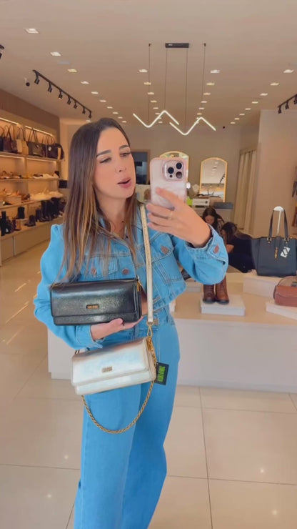 Bolsa Baguete Santa Lolla Dourada Duas Alças