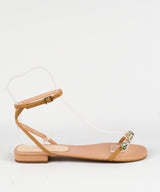 Rasteira Degalls Nude Strass Colors Salto Baixo