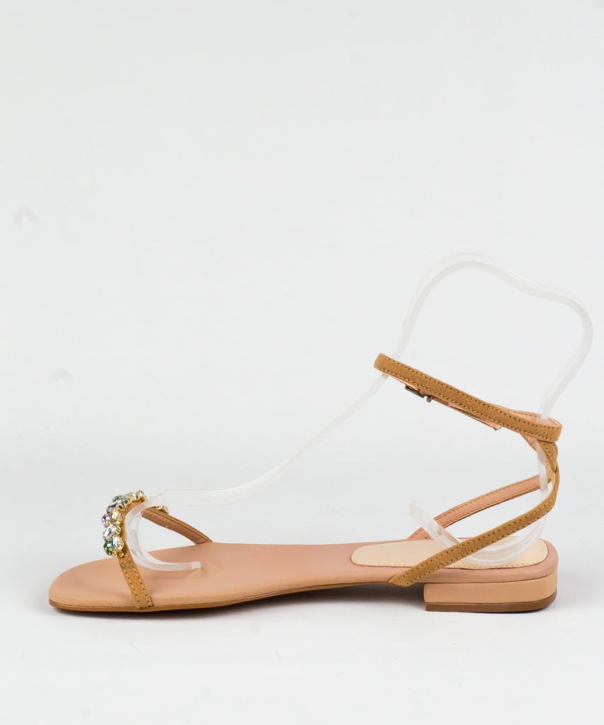 Rasteira Degalls Nude Strass Colors Salto Baixo