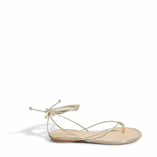 Rasteira Dourada Santa Lolla Tiras Amarração