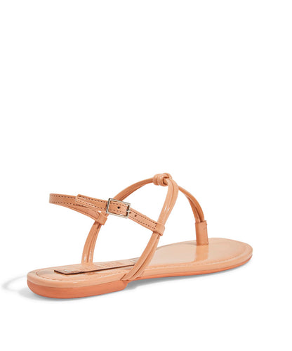 Rasteira Flat Santa Lolla Verniz Glossy Tiras Finas Bege