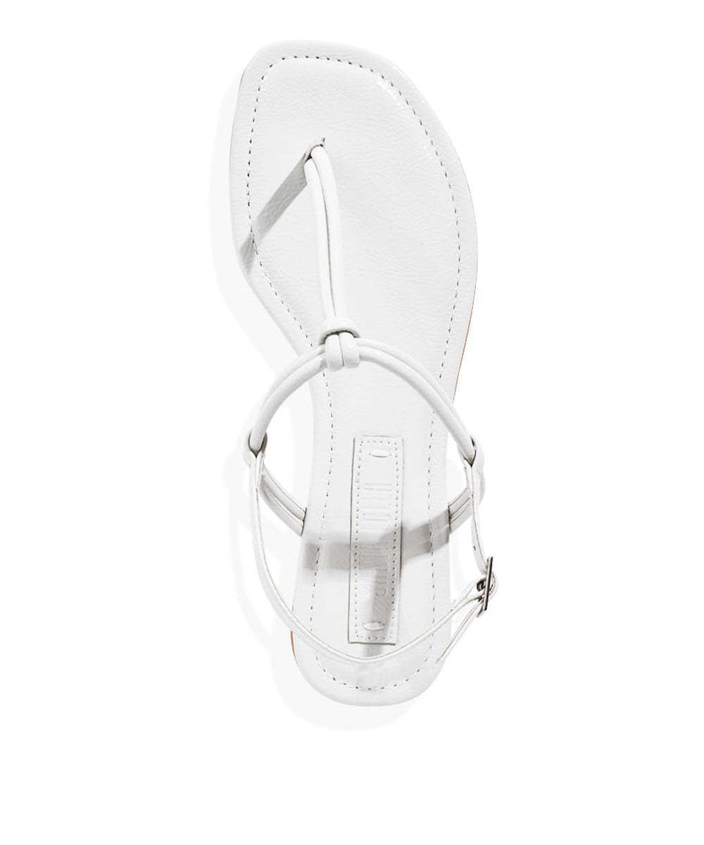 Rasteira Flat Santa Lolla Verniz Glossy Tiras Finas Branca