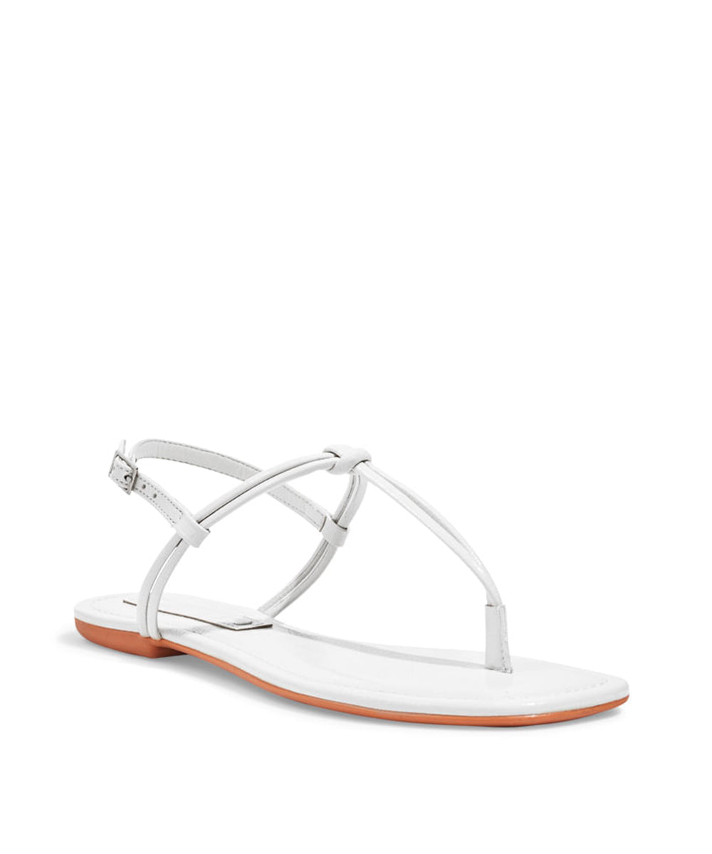 Rasteira Flat Santa Lolla Verniz Glossy Tiras Finas Branca