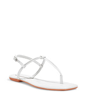 Rasteira Flat Santa Lolla Verniz Glossy Tiras Finas Branca