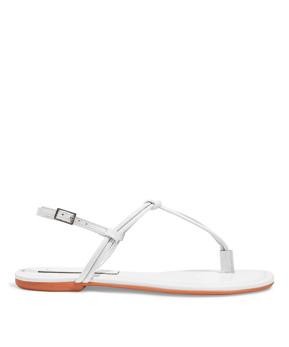 Rasteira Flat Santa Lolla Verniz Glossy Tiras Finas Branca