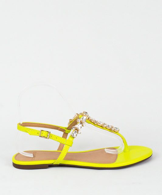 Rasteira La Femme Verde Lima Pedras Cristal - 13.1092