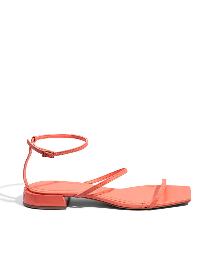 Rasteira Santa Lolla Acerola Salto Baixo Couro