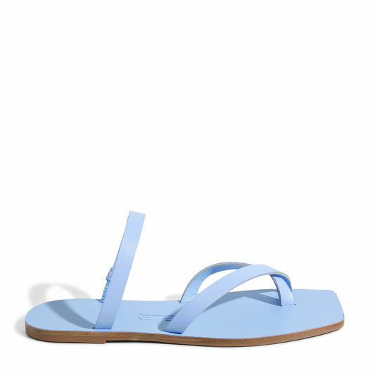 Rasteira Santa Lolla Azul Maresia Couro Tiras