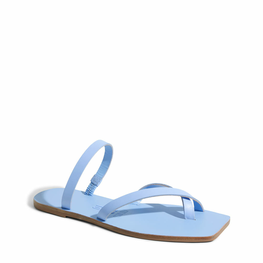 Rasteira Santa Lolla Azul Maresia Couro Tiras