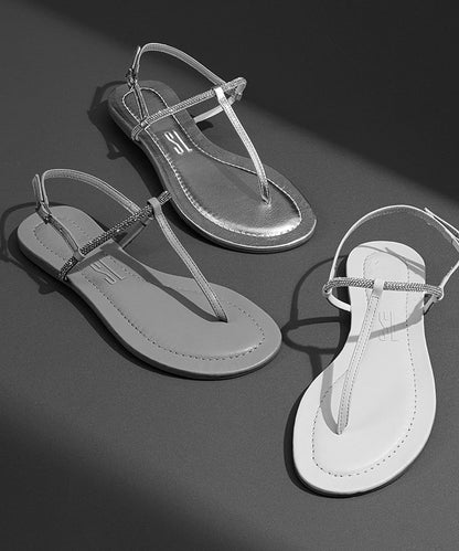 Rasteira Santa Lolla Bege Tiras Finas Strass