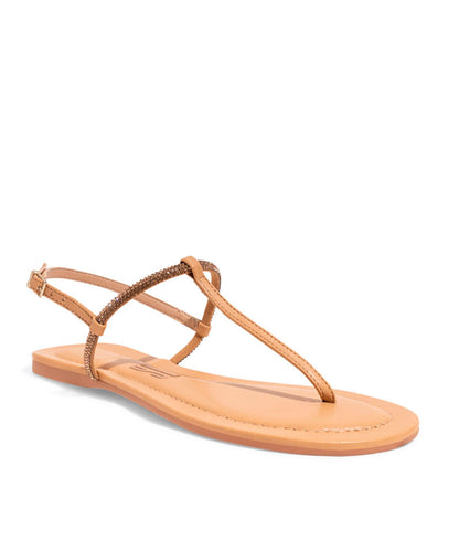 Rasteira Santa Lolla Bege Tiras Finas Strass