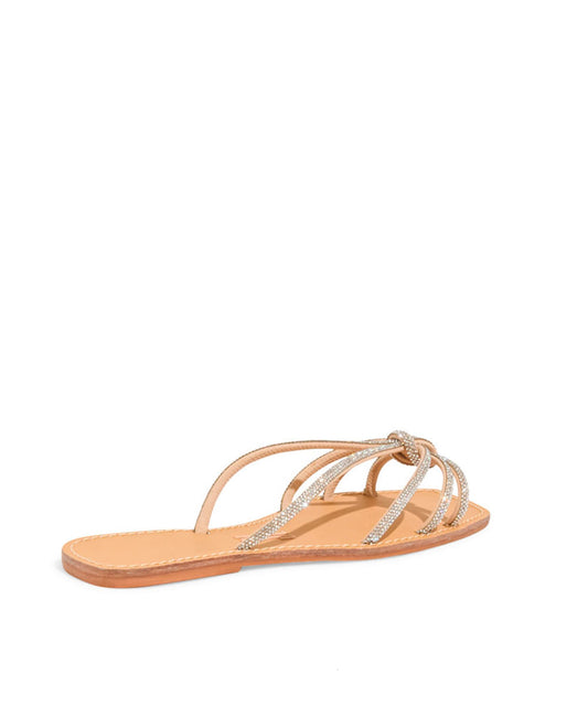 Rasteira Santa Lolla Bico Quadrado Tiras Finas Prata Brilhos